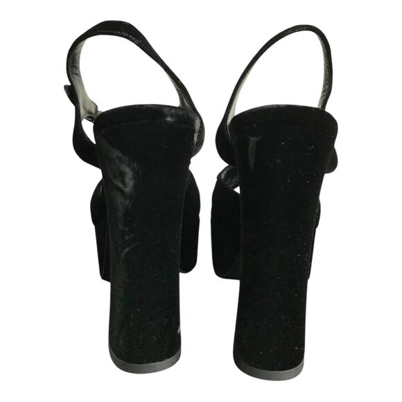 Saint Laurent Crushed Velvet Farrah Platform Sandals Womens US10 EU 40 Black NEW - Picture 8 of 10